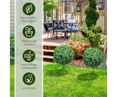 HOMCOM dirbtinis buksmedis, 2 vnt. rinkinys, 70 cm, dirbtinis augalas su UV apsauga, tikroviškai atrodantys dirbtiniai augalai su kuoliukais į žemę svetainei, miegamajam, biurui, sodui, moderni dekoracija