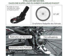 Homcom 2-in-1 dviračių priekaba su 20 colių pneumatinėmis padangomis 40 kg keliamoji galia