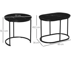 Homcom 2 kavos staliukų rinkinys su dirbtinio marmuro dizainu Ø50 x 50,5H cm