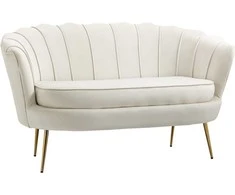 HOMCOM 2 sėdimų vietų sofa sofa minkšta sofa loveseat porankis aksomas iki 150 kg svetainė miegamasis kreminė 130x77x77cm