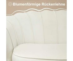 HOMCOM 2 sėdimų vietų sofa sofa minkšta sofa loveseat porankis aksomas iki 150 kg svetainė miegamasis kreminė 130x77x77cm