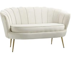 HOMCOM 2 sėdimų vietų sofa sofa minkšta sofa loveseat porankis aksomas iki 150 kg svetainė miegamasis kreminė 130x77x77cm