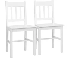 HOMCOM 2 valgomojo kėdžių rinkinys Stilingos virtuvės kėdės, baltos spalvos, pušies mediena, 41x46,5x85,5 cm, puikiai tinka valgomajam