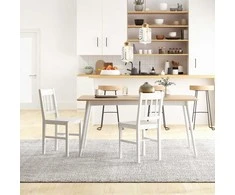 HOMCOM 2 valgomojo kėdžių rinkinys Stilingos virtuvės kėdės, baltos spalvos, pušies mediena, 41x46,5x85,5 cm, puikiai tinka valgomajam