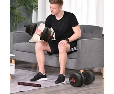 HOMCOM 2 viename hantelių rinkinys 20 kg reguliuojami trumpieji ir ilgieji hanteliai profesionaliam treniruotėms namuose ir svorių kilnojimui