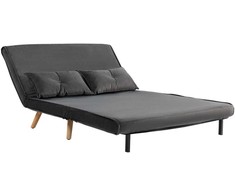 HOMCOM 2 vietne skalves sofa, sofa-lova, sofa-lova, transformuojama į lovą, reguliuojama atlošas, audinio apmušalas, metalinis rėmas, pilka