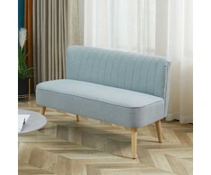 HOMCOM 2 vietų medžiaginė sofa Minkšta sofa, poilsio sofa, medis, putplastis, šviesiai žalia, 117 x 56,5 x 77 cm