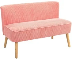 HOMCOM 2 vietų minkšta sofa Dvigulė sofa Dvivietė sofa iš poliesterio putų, panaši į virvę, skirta svetainei, miegamajam 117 x 56,5 x 77 cm rožinė