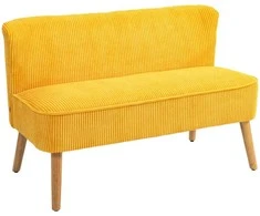 HOMCOM 2 vietų minkšta sofa Dvigulė sofa Dvivietė sofa, panaši į virvę, iš poliesterio putų, skirta svetainei, miegamajam 117 x 56,5 x 77 cm, geltona