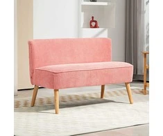 HOMCOM 2 vietų minkšta sofa Dvigulė sofa Dvivietė sofa iš poliesterio putų, panaši į virvę, skirta svetainei, miegamajam 117 x 56,5 x 77 cm rožinė