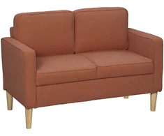 HOMCOM 2 vietų sofa, maža sofa su porankiais, daiktadėže, moderni gobeleninė sofa, velveto išvaizda, medinės kojelės, pagalvė, poilsio sofa svetainei, miegamajam, 117 x 63 x 79 cm, rožinė