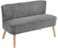 HOMCOM 2 vietų sofa, sofa su kordine išvaizda, medinės kojos, minkšta sofa, dvivietė sofa svetainei, miegamajam, 117 x 56,5 x 77 cm, pilka