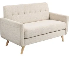 Homcom 2 vietų sofa, sofa su storomis sėdynės ir atlošo pagalvėlėmis, aksomo išvaizdos, minkšta sofa su medinėmis kojomis, dvivietė modernaus stiliaus sofa svetainei, miegamajam, smėlio spalvos