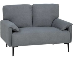 HOMCOM 2 vietų sofa, storos pagalvėlės, aksominis apmušalas, minkšta sofa, juoda