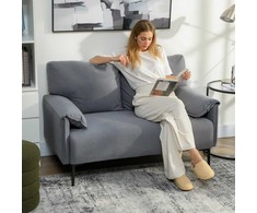 HOMCOM 2 vietų sofa, storos pagalvėlės, aksominis apmušalas, minkšta sofa, juoda