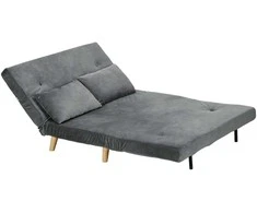 Homcom 2 vietų sofa su lovos funkcija, aksomo išvaizdos, pilka, 130 x 78 x 79 cm