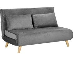 Homcom 2 vietų sofa su lovos funkcija, aksomo išvaizdos, pilka, 130 x 78 x 79 cm