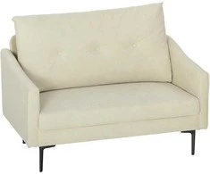 HOMCOM 2 vietų sofa su putplasčio paminkštinimu ir audinio apmušalu, skirta svetainei, miegamajam, metalinis rėmas, kreminės baltos spalvos HOMCOM