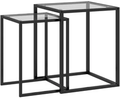 TV staliukas HOMCOM 2 vnt. rinkinys, sukraunamas pagalbinis staliukas, naktinis staliukas, svetainės staliukas su plieninėmis kojomis, modernus, skirtas svetainei, juodas