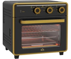 Elektrinė krosnelė HOMCOM 20 l mini orkaitė, picos orkaitė su konvekcijos funkcija, karšto oro orkaitė su kepimo skarda, grotelės, 90–230 ℃, 1400 W elektrinė mini orkaitė su 1 val. laikmačiu