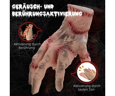 HOMCOM 21cm Helovino dekoracija Realistiška randuota ranka su veiksmo ir garso funkcija, baisi rekvizito dekoracija, siaubo rekvizitas, tinkantis Helovinui ir Cosplay