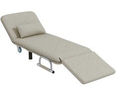HOMCOM 3-in-1 išlankstomas fotelis, miegamoji sofa su lovos funkcija, sulankstomas fotelis su 3 padėtimis reguliuojamu atlošu, ratukais, plieniniu rėmu, 120 kg apkrova, svetainei, pilkas