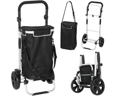 HOMCOM 3-in-1 sulankstomas pirkinių vežimėlis su 40L talpa, atlaiko iki 25kg, su šaldymo skyriumi, juodas