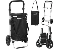 HOMCOM 3-in-1 sulankstomas pirkinių vežimėlis su 40L talpa, atlaiko iki 25kg, su šaldymo skyriumi, juodas