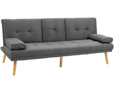 HOMCOM sofa lova, 3 vietų sofa, sofa-lova su atlenkiamu staliuku, puodelių laikikliu, skandinaviško dizaino, tamsiai pilka, iki 250 kg
