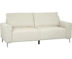 HOMCOM 3 vietų sofa, sofa su porankiais, atlošo pagalvėlėmis, svetainės sofa su velveto užvalkalu, spyruoklinė šerdis, stora minkšta sofa svetainei, miegamajam 193 x 77 x 80 cm, kreminės baltos spalvos