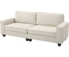 HOMCOM 3 vietų sofa, sofa su porankiais, atlošo pagalvėlės, svetainės sofa su velveto užvalkalu, spyruoklinė šerdis, minkšta sofa svetainei, miegamajam 227 x 84 x 87 cm, kreminės baltos spalvos