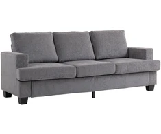 HOMCOM 3 vietų sofa, svetainės sofa 3 asmenims, medžiaginis apmušalas, plieno rėmas, minkšta sofa, pilka
