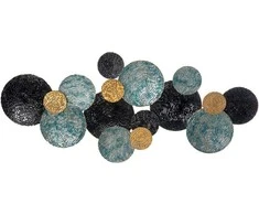 HOMCOM 3D sieninė tapyba, metalinis paveikslas, sieninė skulptūra, svetainės menas, modernus, 121x53cm, auksinis, juodai mėlynas