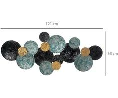 HOMCOM 3D sieninis paveikslas metalinis paveikslas, sieninė skulptūra, svetainės menas, modernus, 121x53 cm, auksinė, juoda, mėlyna