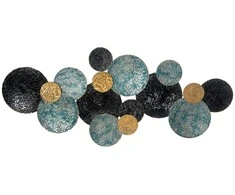 HOMCOM 3D sieninė tapyba, metalinis paveikslas, sieninė skulptūra, svetainės menas, modernus, 121x53cm, auksinis, juodai mėlynas
