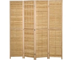 HOMCOM 4 dalių ekranas, kambario pertvara, 160 x 170 cm pertvara, sulankstomas privatumo ekranas, kambario pertvara iš bambuko, privatumo ekranas svetainei, miegamajam, gamtai