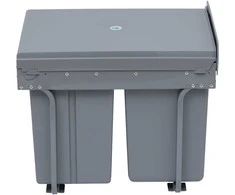 "HOMCOM" 40 l įmontuojamos šiukšlių dėžės pagrindo blokas ištraukiama šiukšlių dėžė su 3 išimamais skyriais: 1 x 20 ir 2 x 10 l, skirta spintelėms nuo 400 mm pločio, skirta virtuvei, pilka