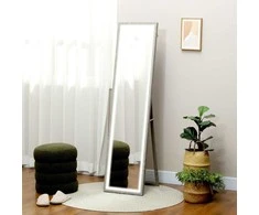HOMCOM 40 x 160 cm viso veidrodis, pastatomas veidrodis su LED apšvietimu, 3 šviesos spalvos, sieninis veidrodis su jutikliniu valdymu, grindų veidrodis miegamajam, svetainei, pilkas