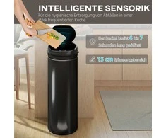HOMCOM 50 litrų sensorinis šiukšliadėžė su minkšto uždarymo funkcija, bekontaktis nerūdijančio plieno šiukšliadėžė higieniška virtuvei