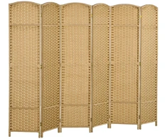 HOMCOM 6 dalių širma 240 x 170 cm kambario pertvara iš bambuko, sulankstoma sienelė, privatumo uždanga svetainei, natūrali