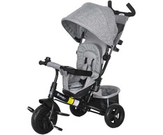HOMCOM 6-in-1 triratis su stumiamąja rankena, vaikiškas triratis su nuimamu stogeliu nuo saulės, pagalvėle, stumdukas su 5 taškų saugos diržais, krepšeliu, puodelių laikikliu, skirtas 1-5 metų vaikams, pilkas