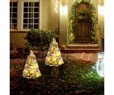 Kalėdinė eglutė su LED apšvietimu ir dirbtiniu sniegu, žalia/balta, 107 cm, 2 vnt.