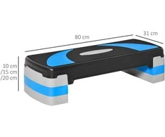 Homcom Aerobinis steperis, reguliuojamo aukščio, 3 lygiai (10/15/20 cm), iki 150 kg, 80x31x10-20 cm