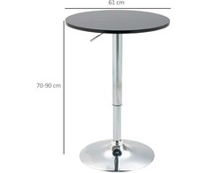 HOMCOM Apvalus baro stalas reguliuojamo aukščio pasukamas stalas plieno juodas Ø61x70-97cm