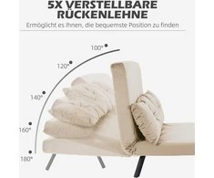 Fotelis Homcom Atlenkiama sofa su lovos funkcija, smėlio spalvos 102 x 73 x 81 cm