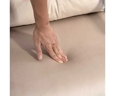 HOMCOM sofa lova, poilsio fotelis su miegamąja funkcija, svečių lova su aksomo išvaizda, nugaros pagalvėlė, paminkštinta sofa su reguliuojamu atlošu, smėlio spalvos, 63 x 73 x 81 cm