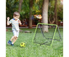 HOMCOM futbolo atšokimo tinklas, treniruočių sienelė, skirta futbolui, beisbolui ir krepšiniui, dvipusis atšokimas, reguliuojamas 5 padėtimis, metalinis, žalias ir juodas