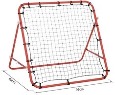 HOMCOM futbolo atšokimo tinklelis, treniruočių vartai su reguliuojamu kampu, raudona ir juoda spalvos, 96 x 80 x 96 cm