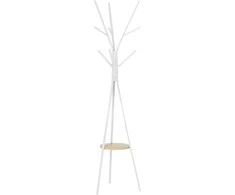 HOMCOM baltos spalvos, metalinis, 45x45x180cm, prieškambario kabykla, paltų stovas, paltų lentyna, 45x45x180cm