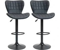 Homcom Baro kėdė, 2 baro kėdžių rinkinys su atrama kojoms, reguliuojamo aukščio